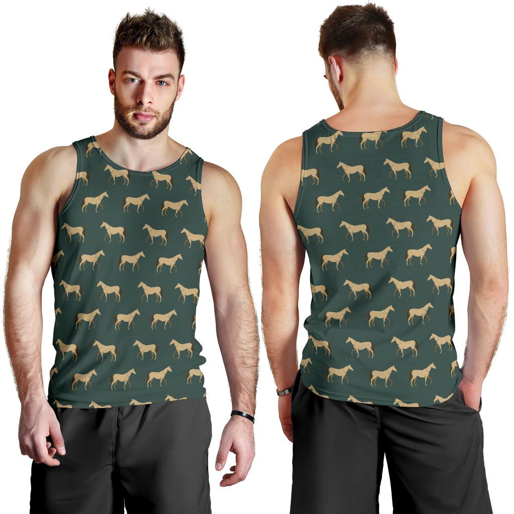 Horse Classic Themed Pattern Print Men Tank Top