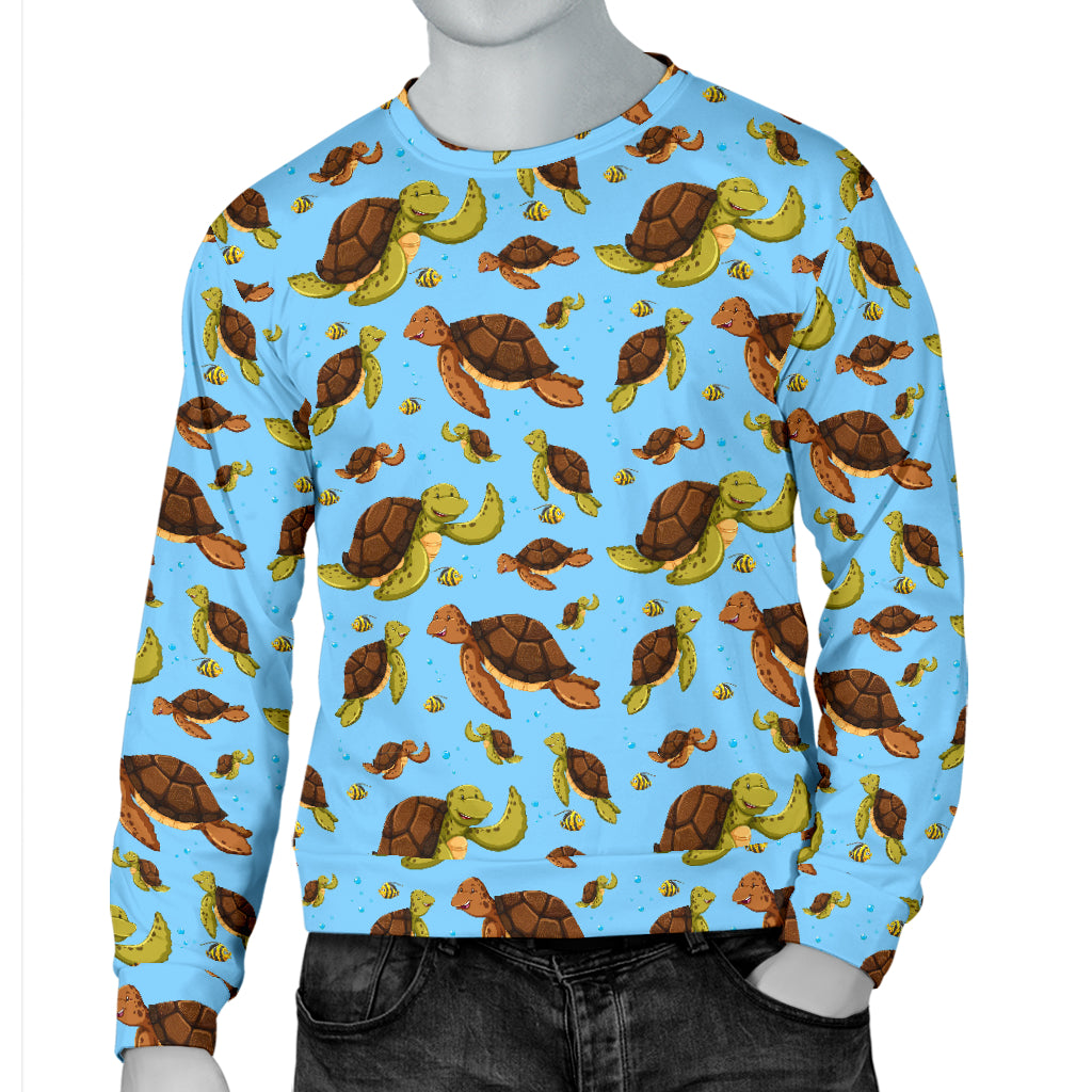 Hello Sea Turtle Print Pattern Men Long Sleeve Sweatshirt