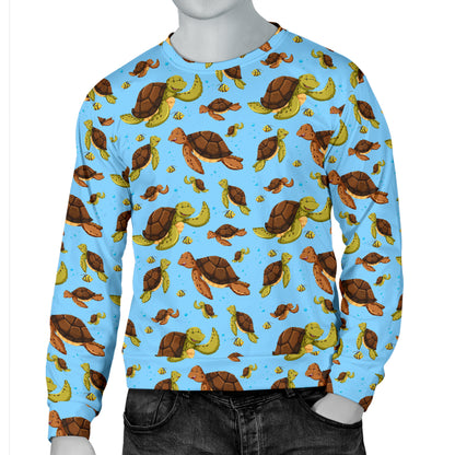 Hello Sea Turtle Print Pattern Men Long Sleeve Sweatshirt