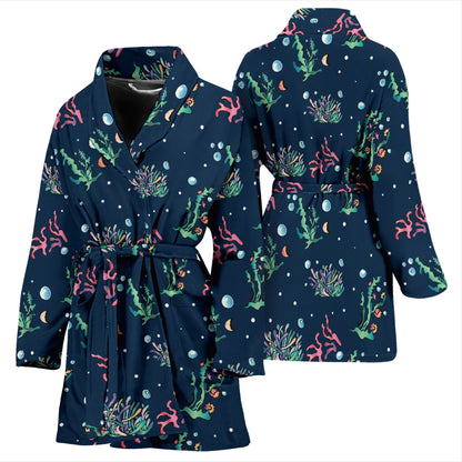 Seaweed Print Design LKS306 Women Bathrobe