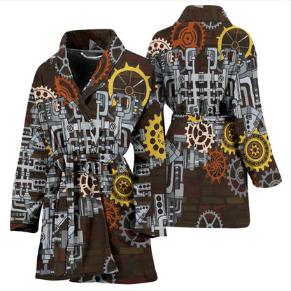 Mechanic Pattern Print Design 04 Women Bathrobe