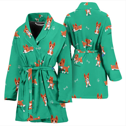 Basenji Pattern Print Design 02 Women Bathrobe