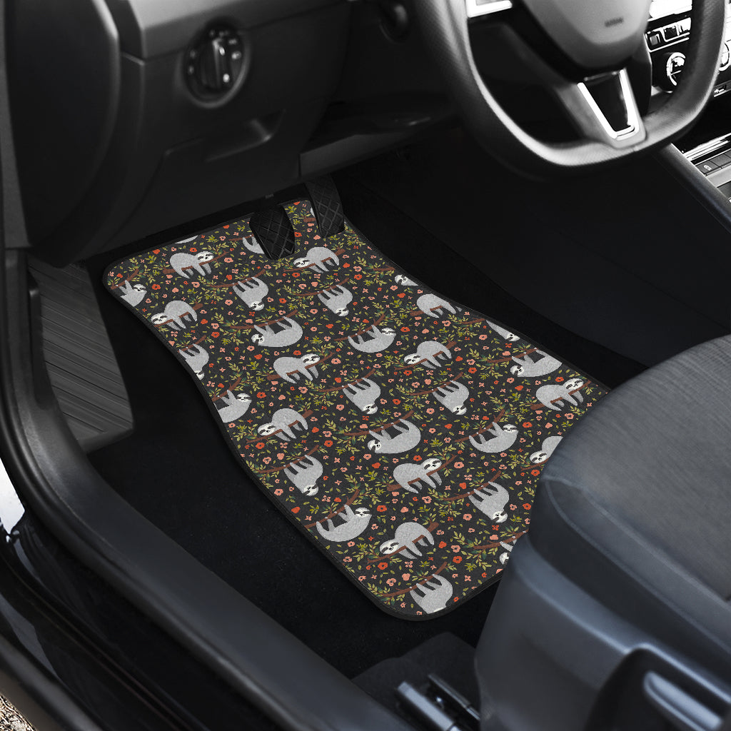 Sloth Cute Design Themed Print Car Floor Mats Front Back