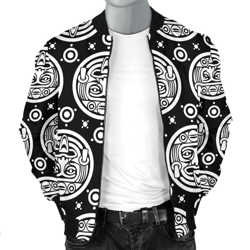 Calendar Aztec White Black Print Pattern Men Bomber Jacket