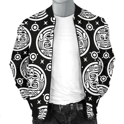 Calendar Aztec White Black Print Pattern Men Bomber Jacket