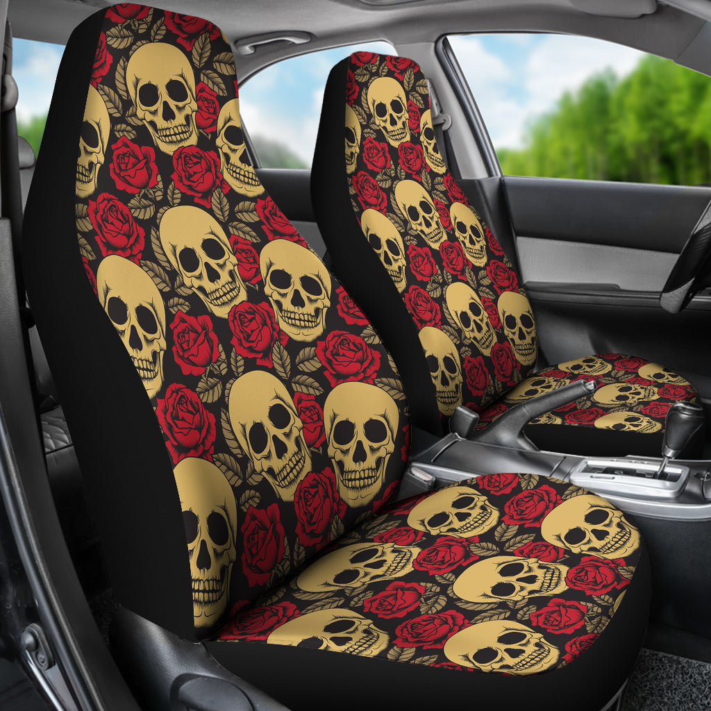 Skull And Roses Print Design LKS302 Car Seat Covers