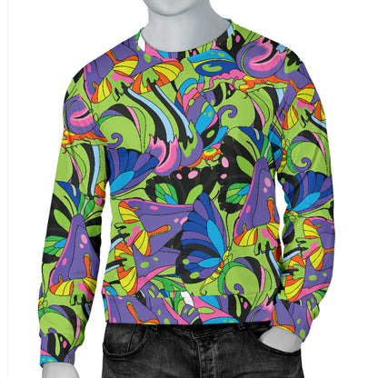 Psychedelic Trippy Mushroom Themed Men Long Sleeve Sweatshirt