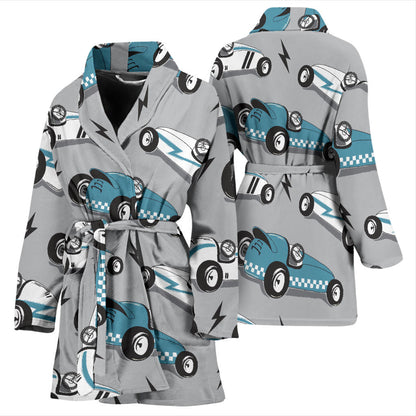 Racing Vintage Pattern Print Design A02 Women Bathrobe