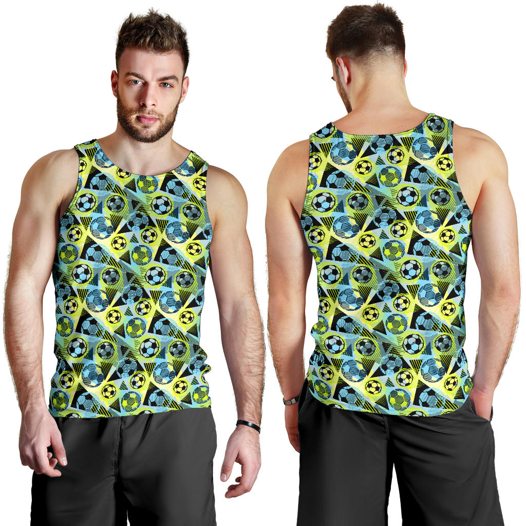 Soccer Ball Themed Print Design Men Tank Top