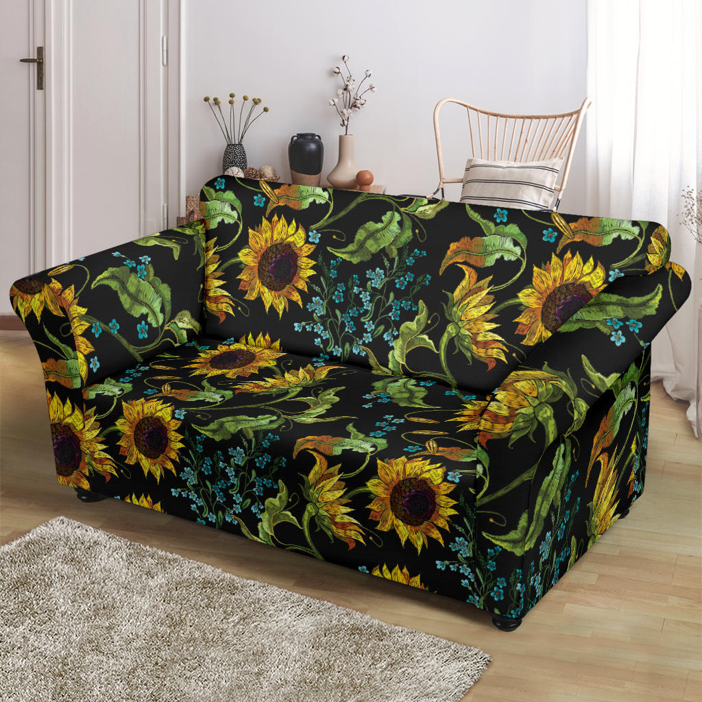 Sunflower Print Design LKS308 Loveseat Couch Slipcover