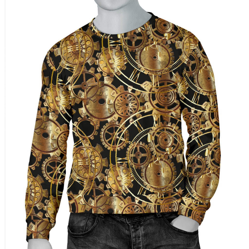 Steampunk Gear Design Themed Print Men Long Sleeve Sweatshirt