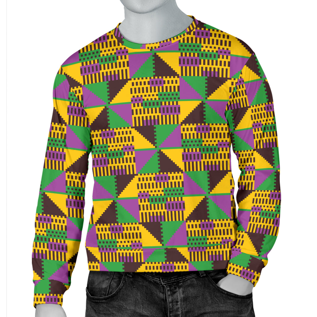Kente Triangle Design African Print Men Long Sleeve Sweatshirt