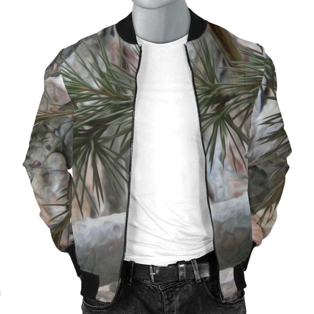 Camo Realistic Tree Forest Pattern Men Bomber Jacket