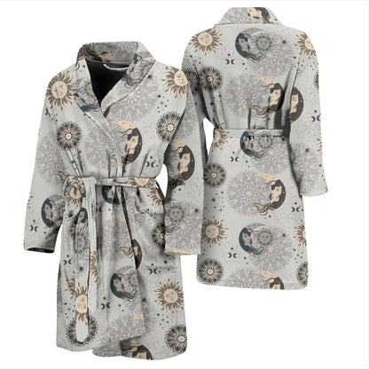 Sun Moon Print Design LKS302 Men Bathrobe