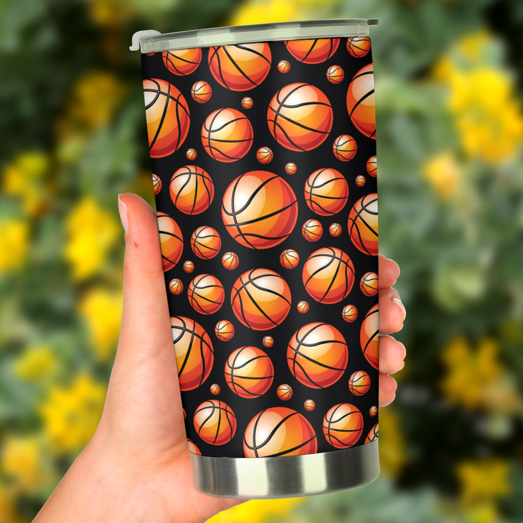 Basketball Black Background Pattern Tumbler