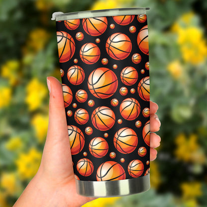 Basketball Black Background Pattern Tumbler