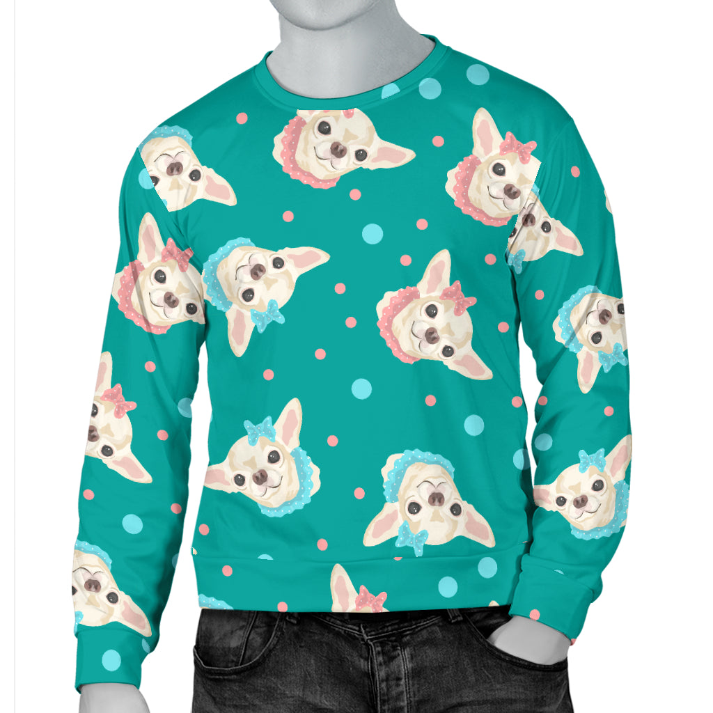 Chihuahua Polka Dot Pattern Men Long Sleeve Sweatshirt