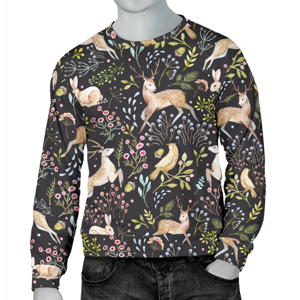 Deer Floral Jungle Men Long Sleeve Sweatshirt