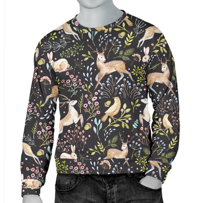 Deer Floral Jungle Men Long Sleeve Sweatshirt