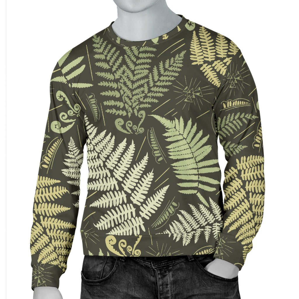Fern Leave Green Print Pattern Men Long Sleeve Sweatshirt