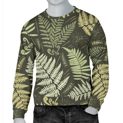 Fern Leave Green Print Pattern Men Long Sleeve Sweatshirt