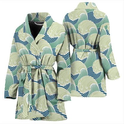 Wave Japan Style Print Design LKS302 Women Bathrobe