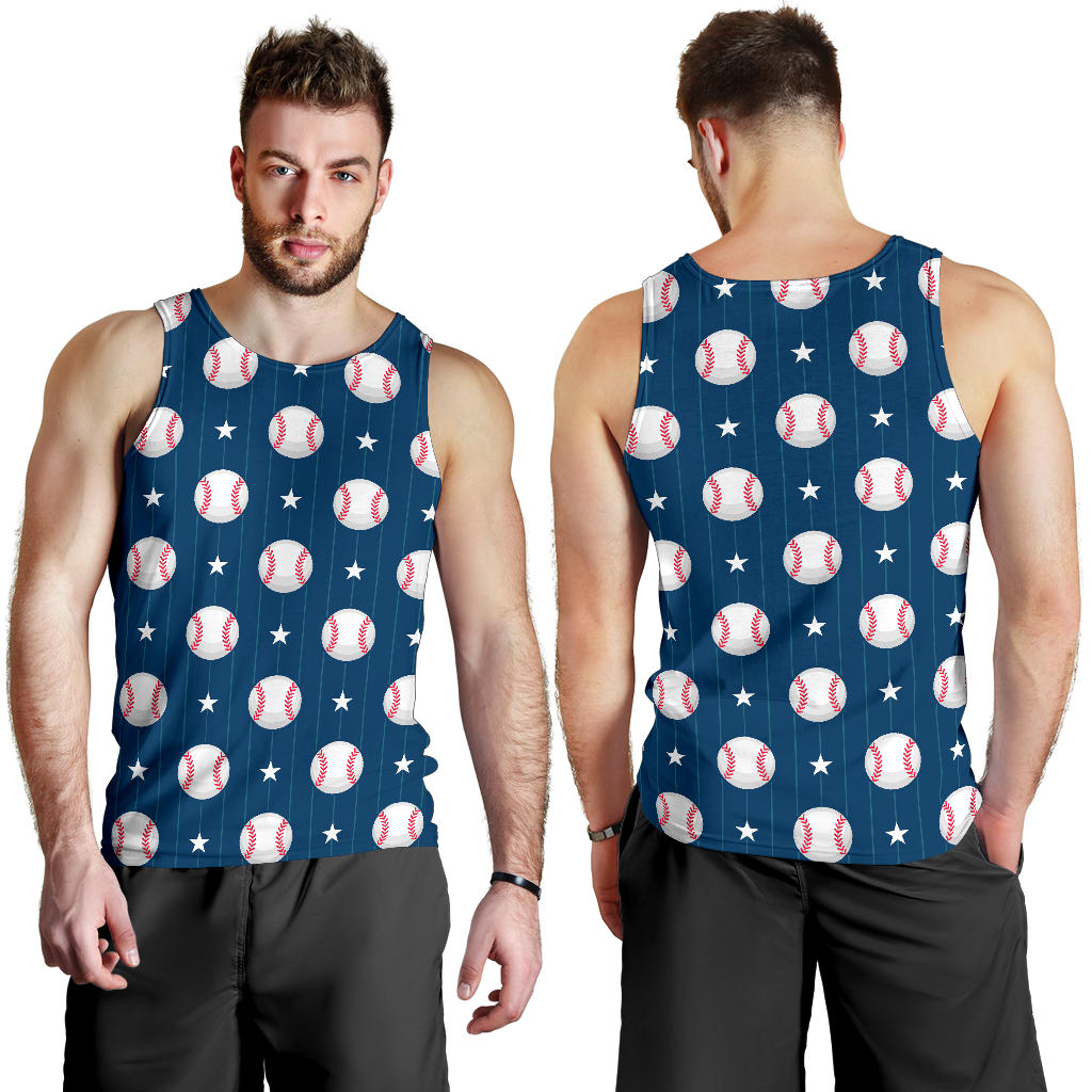 Baseball Star Print Pattern Men Tank Top