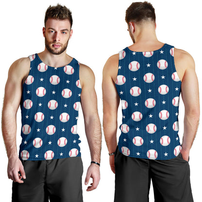 Baseball Star Print Pattern Men Tank Top