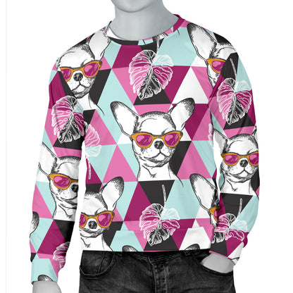 Chihuahua Cute Triangle Pattern Men Long Sleeve Sweatshirt