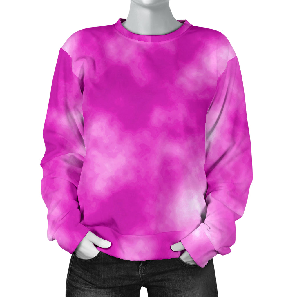 Tie Dye Pink Design Print Women Long Sleeve Sweatshirt