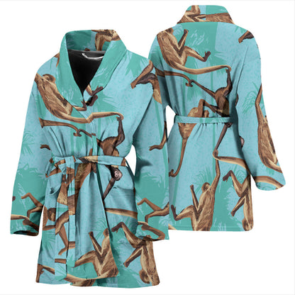 Monkey Pattern Print Design 04 Women Bathrobe