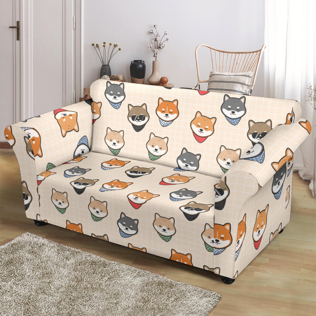 Shiba Inu Print Design LKS3010 Loveseat Couch Slipcover