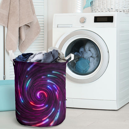 Vortex Twist Swirl Purple Neon Print Laundry Basket
