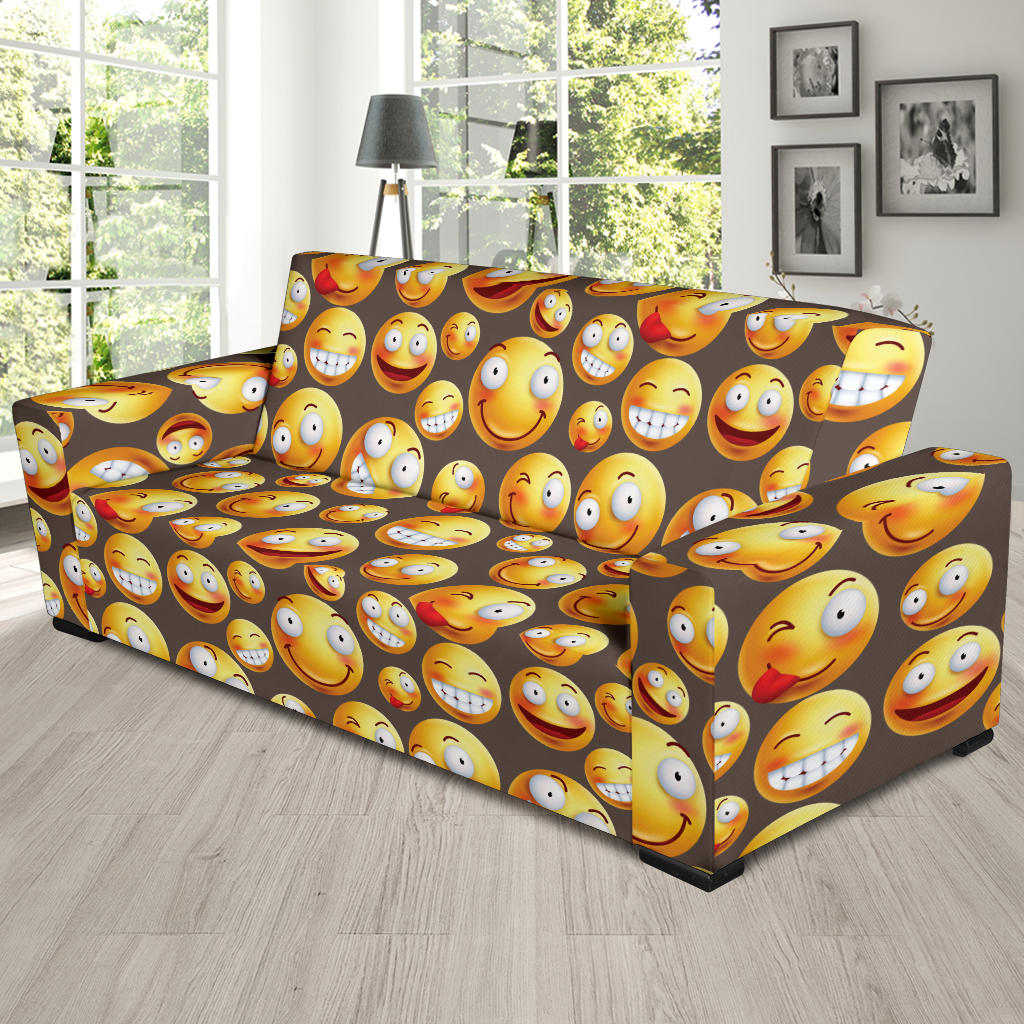 Smiley Face Emoji Print Design LKS303 Sofa Slipcover
