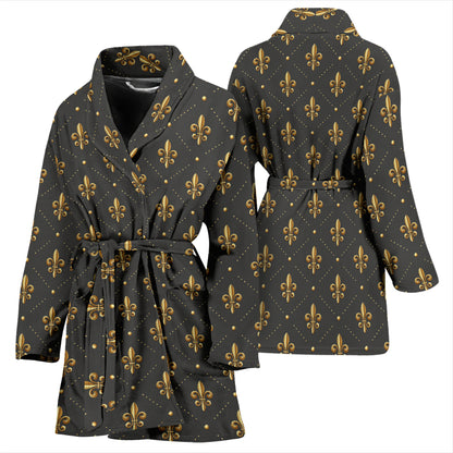 Fleur De Lis Print Design LKS402 Women Bathrobe