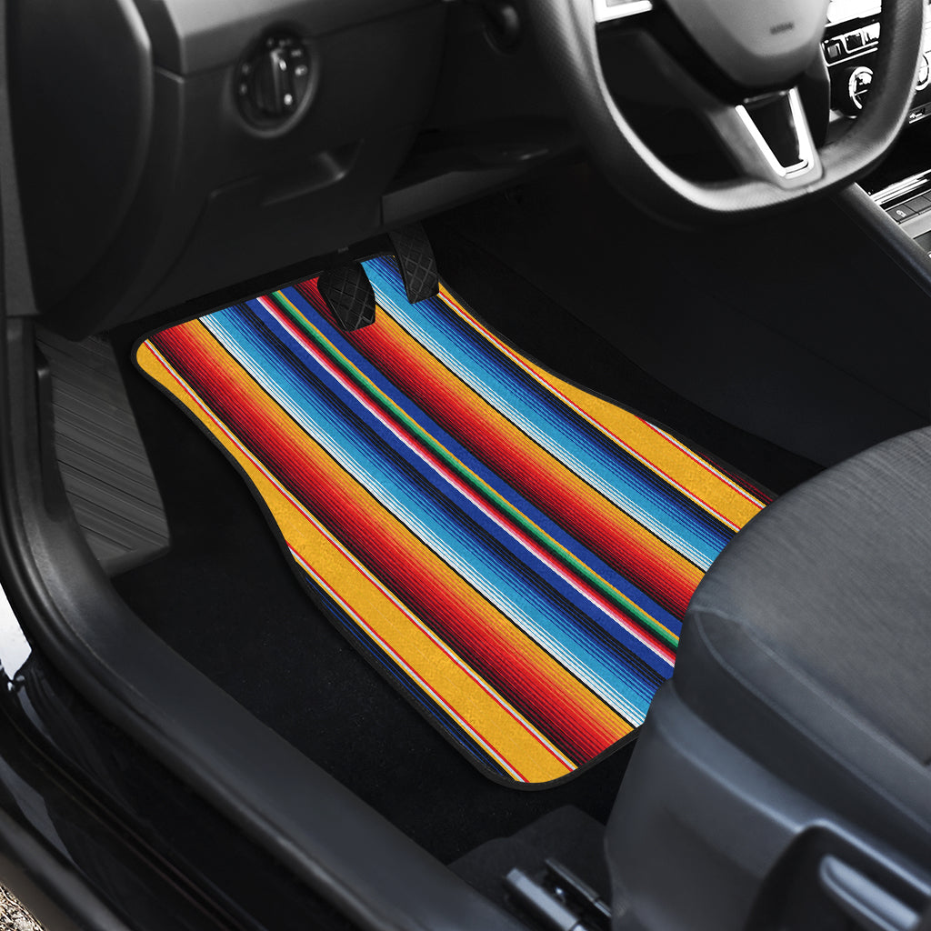 Mexican Blanket Stripe Print Pattern Car Floor Mats Front Back
