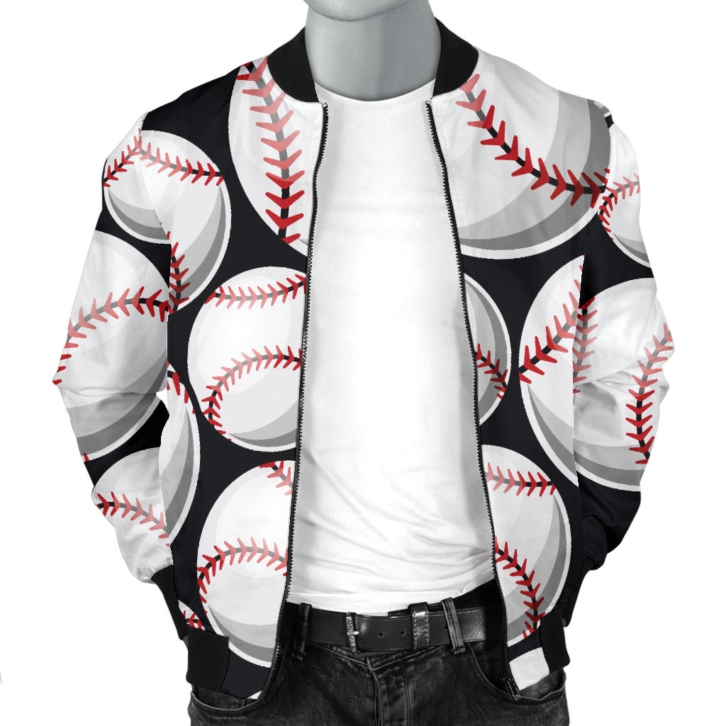 Baseball Black Background Men Bomber Jacket