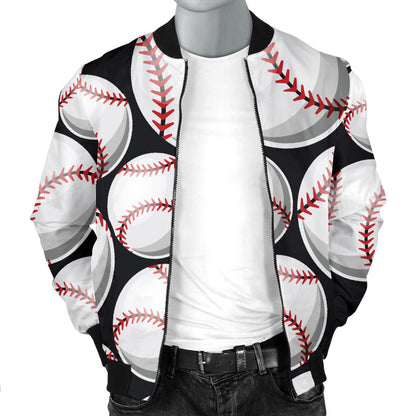 Baseball Black Background Men Bomber Jacket