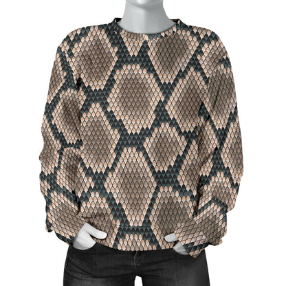 Snake Skin Design Print Women Long Sleeve Sweatshirt