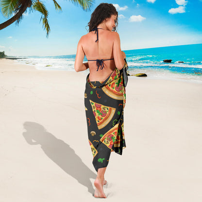 Pizza Pattern Print Design A02 Sarong Pareo Wrap