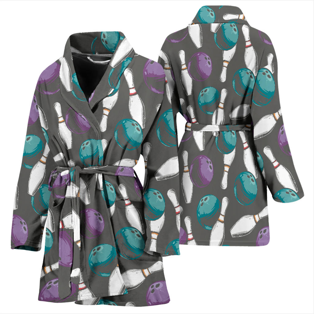 Bowling Pattern Print Design 03 Women Bathrobe