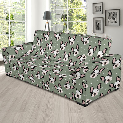 Boston Terrier Pattern Print Design 05 Sofa Slipcover