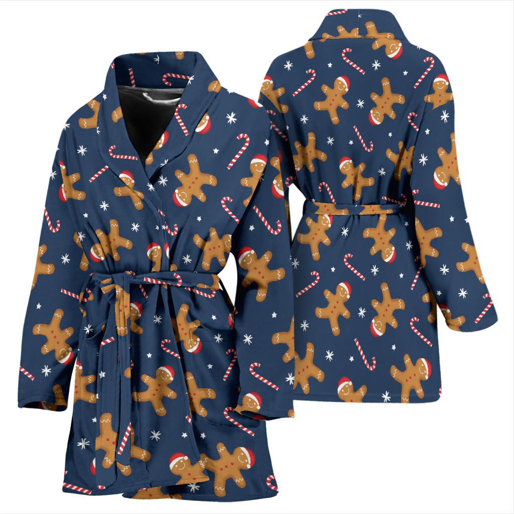 Gingerbread Pattern Print Design 01 Women Bathrobe