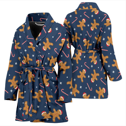 Gingerbread Pattern Print Design 01 Women Bathrobe