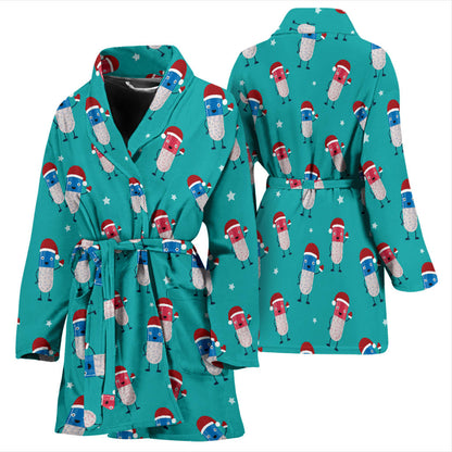 Pill Pattern Print Design A03 Women Bathrobe