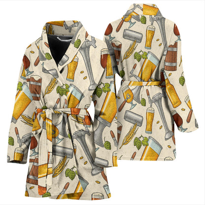 Beer Pattern Print Design 05 Women Bathrobe