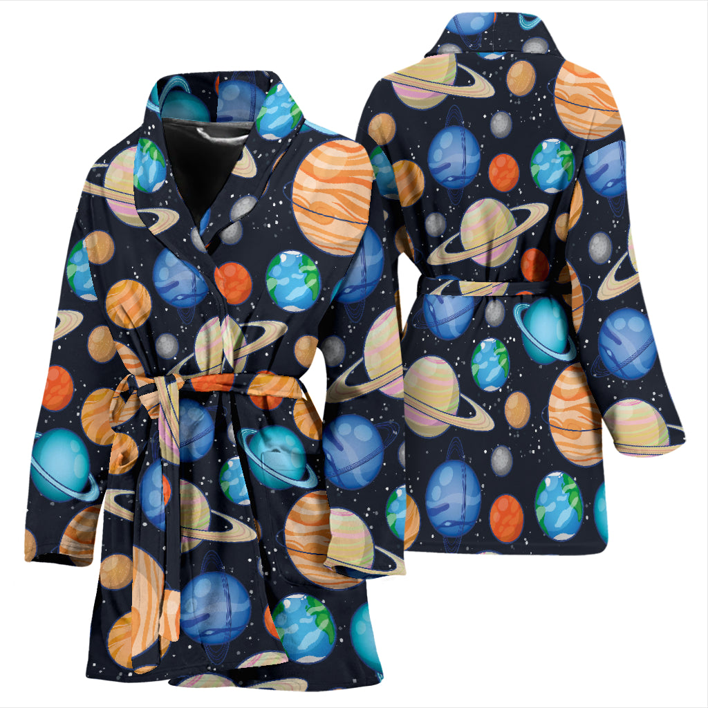 Planet Colorful Print Design LKS301 Women Bathrobe