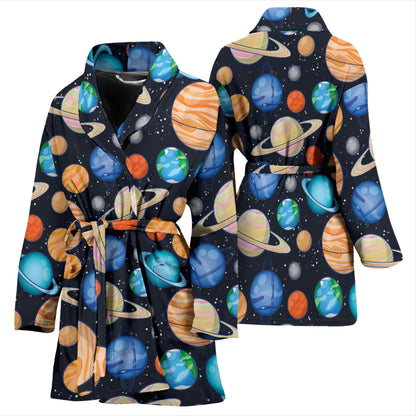 Planet Colorful Print Design LKS301 Women Bathrobe