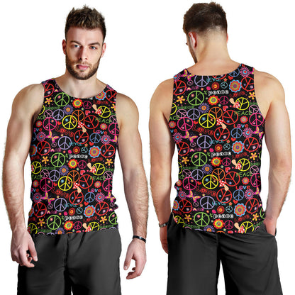 Peace Sign Colorful Design Print Men Tank Top
