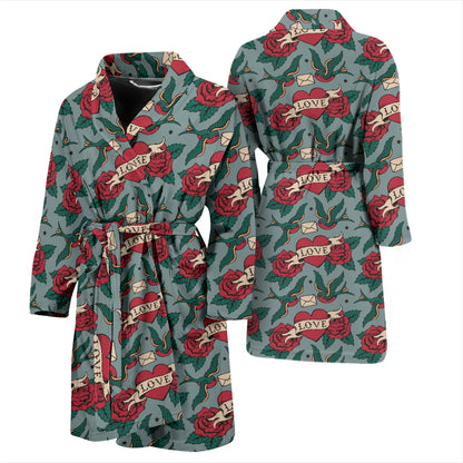 Tattoo Heart Print Design LKS301 Men Bathrobe